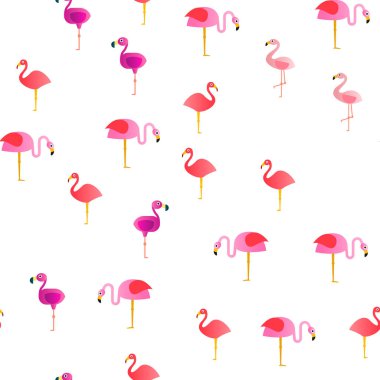 Kuş Flamingo Vektör Dikişsiz Desen