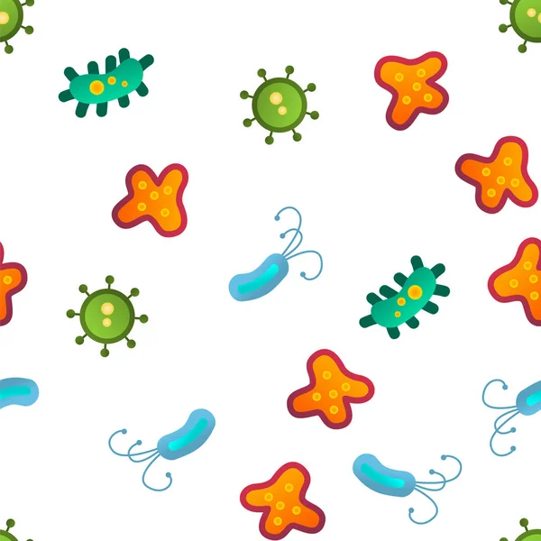 Bacterias, células bacterianas Vector patrón sin costura — Archivo Imágenes Vectoriales