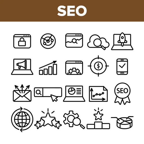 Ícones de otimização do motor de busca Seo Seo Vector —  Vetores de Stock