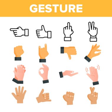 Collection Gesture Elements Vector Sign Icons Set clipart