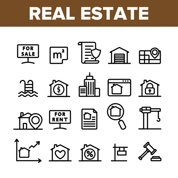 Coleção elementos imobiliários Conjunto de ícones vetoriais —  Vetores de Stock