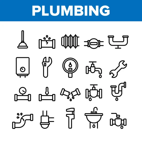 Coleção Plumbing Fixtures Conjunto de ícones vetoriais —  Vetores de Stock