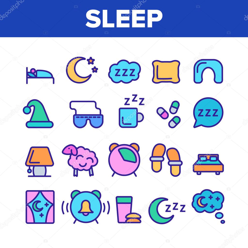 Collection Sleep Time Elements Vector Icons Set
