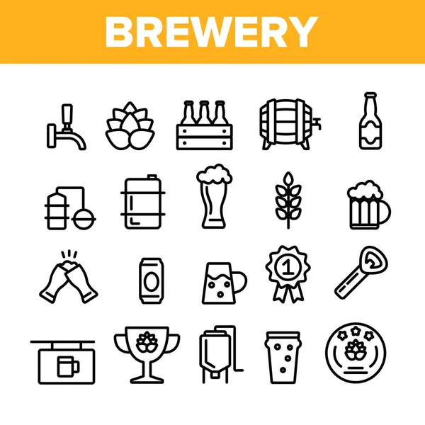 Koleksiyon Bira Bira Elemanları Vektör Simgeler Seti