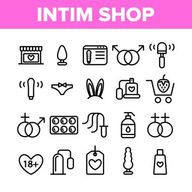 Intim Shop Collection Elements Vektör Simgeleri Seti
