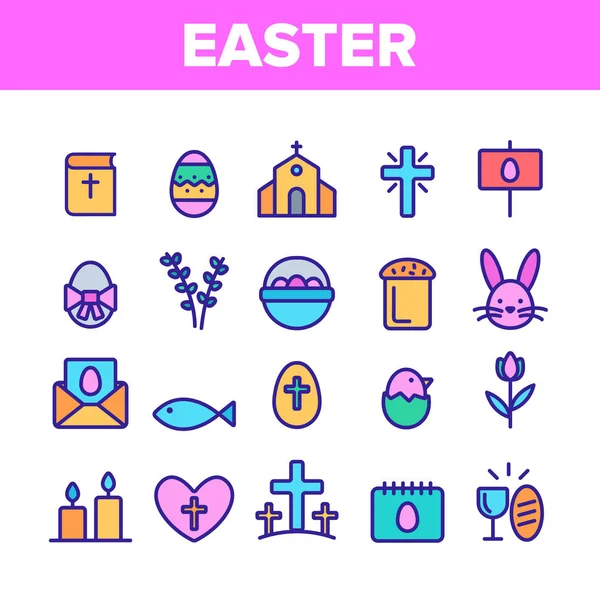 Collection Happy Easter Elements Ensemble d'icônes vectorielles — Image vectorielle