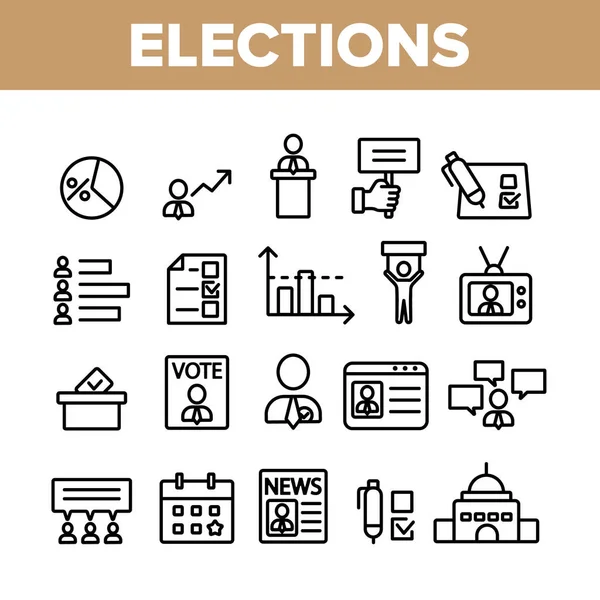 Elementos de colección de elecciones Conjunto de iconos vectoriales — Vector de stock