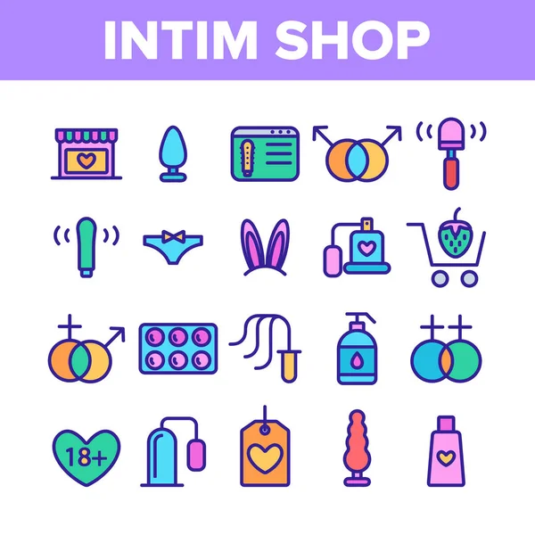 Intim Shop färgelement vektor ikoner set — Stock vektor