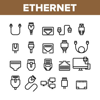 Ethernet Toplama Elemanları İkonlar Vektör Seti