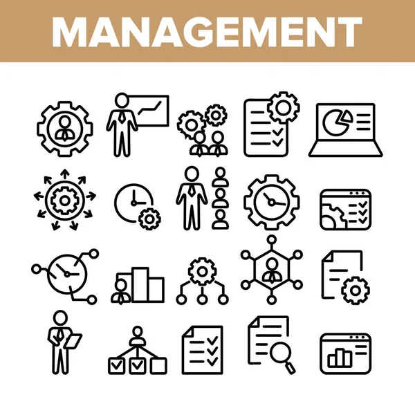 Management Collection Elements Icons Set Vector — Stock Vector