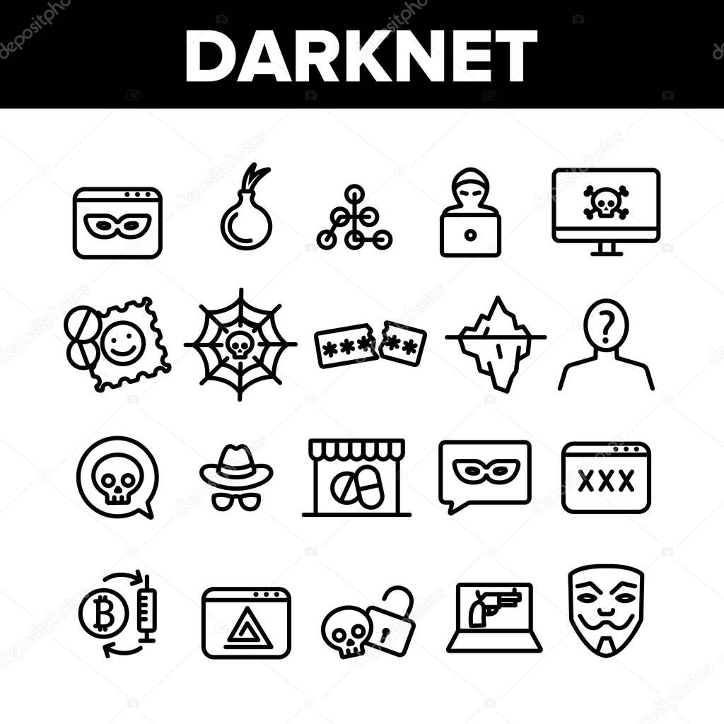 Darknet Collection Web Elements Icons Set Vector