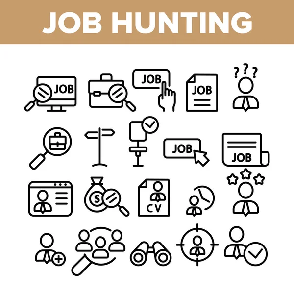 Job Hunting Collection Elements Icons Set Vector — Stock Vector