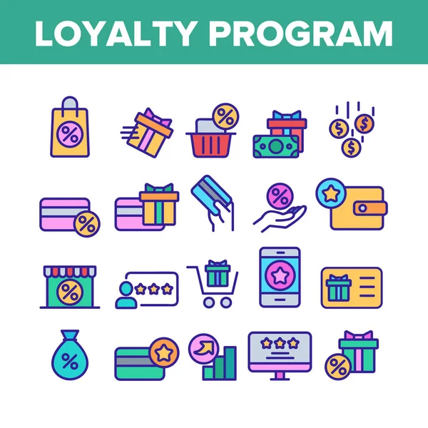 Loyalty Program Bonus Color Icons Set Vector — Stock Vector
