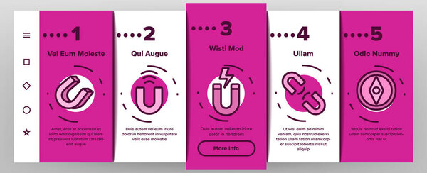 Magnet Power Onboarding Icons Set Vector