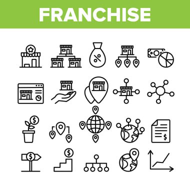 Franchise Koleksiyon Ögeleri Simgeleri Vektörü Ayarla