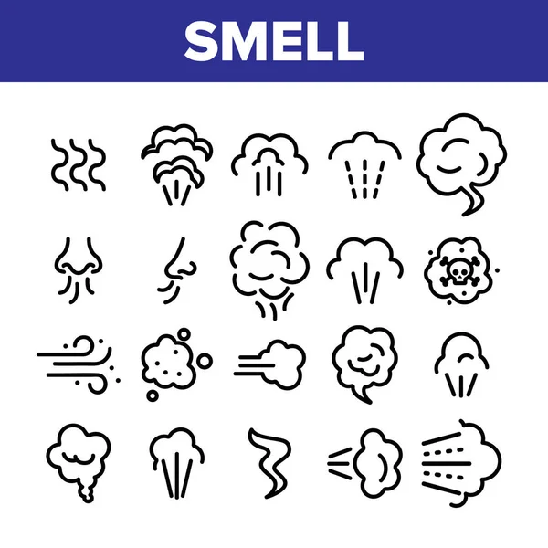 Vector de conjunto de iconos de elementos de colección de nubes olfativas — Archivo Imágenes Vectoriales