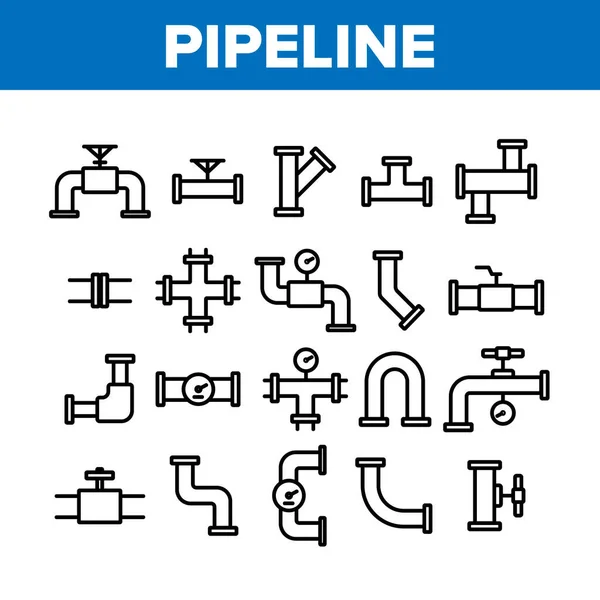 Pipeline Collection Elementos Iconos Set Vector — Archivo Imágenes Vectoriales