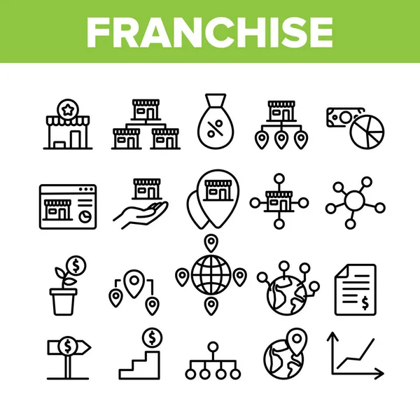 Franchise Collection Elements Icons Set Vector — Stock Vector