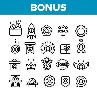 Bonus Sadakat Koleksiyonu Ögeleri Simgeleri Vektörü Ayarla