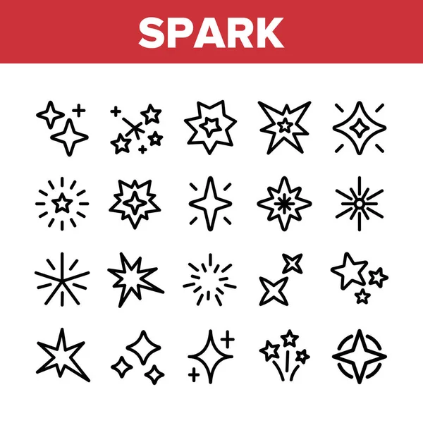 火花和闪烁星辰收集图标设定矢量 — 图库矢量图片