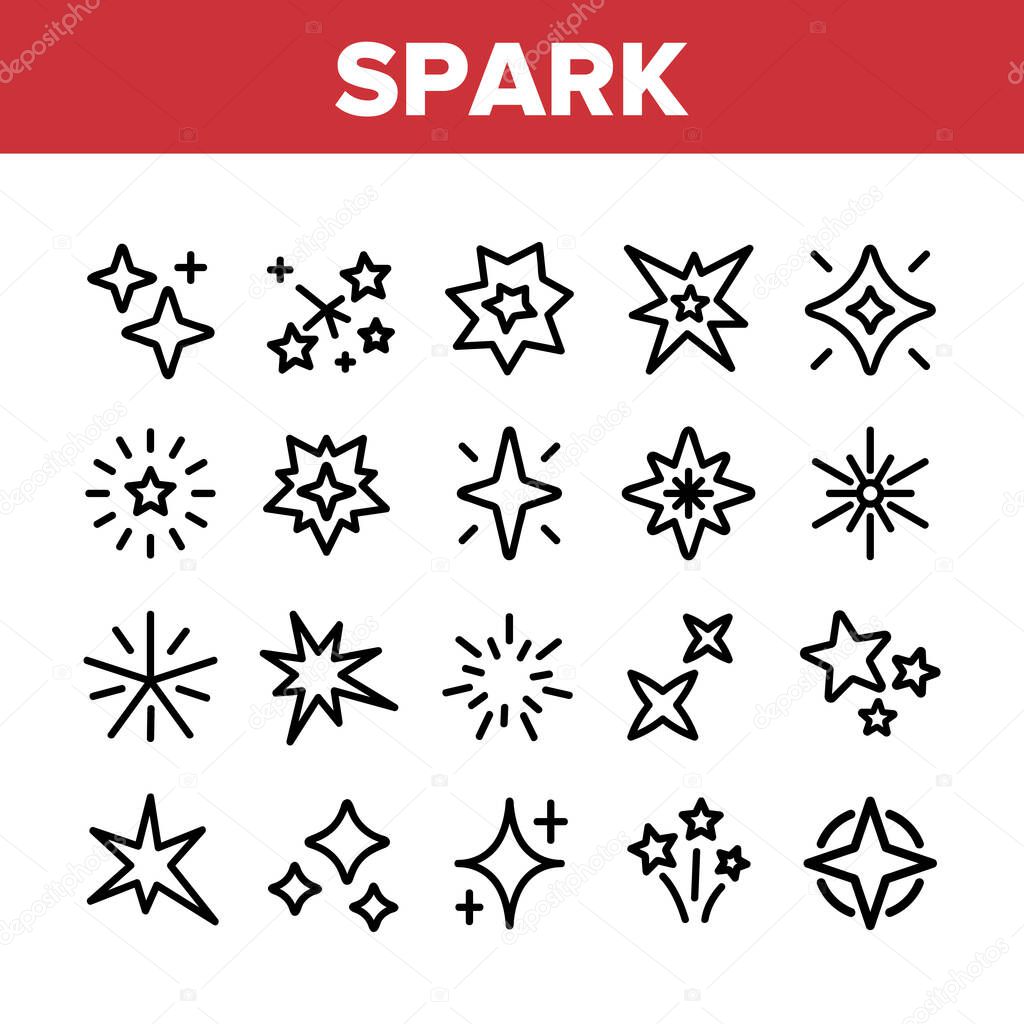 Spark And Sparkle Star Collection Icons Set Vector