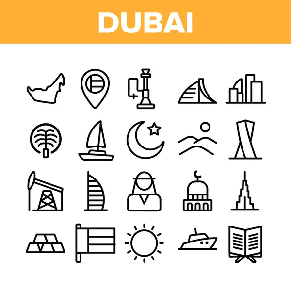 Colección Dubai Set de iconos tradicionales Vector — Vector de stock