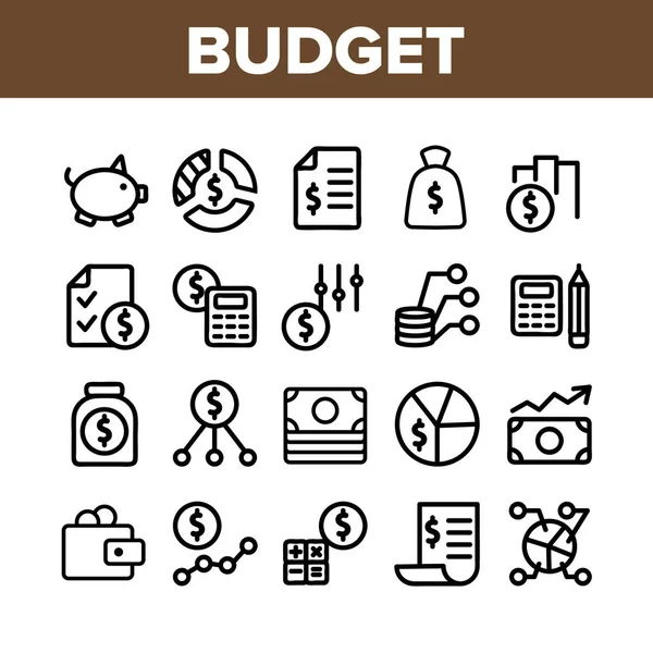 Budget Audit collectie elementen Pictogrammen Set Vector — Stockvector