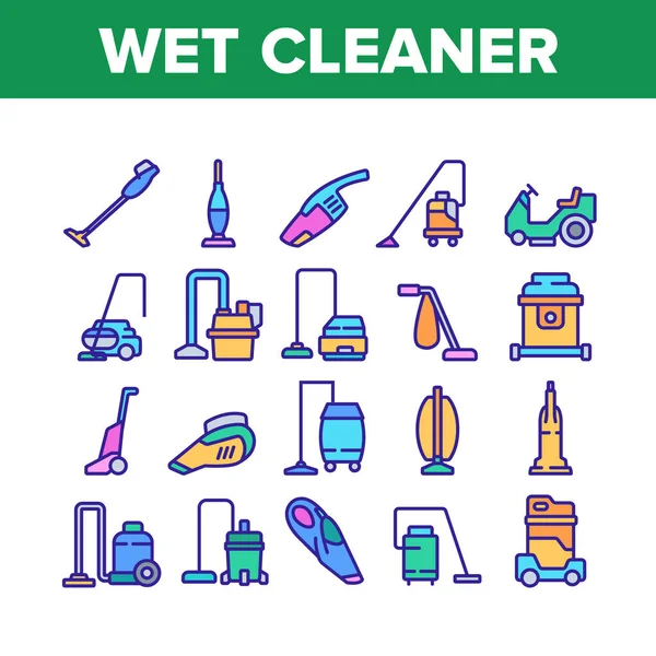 Nassstaubsauger Collection Icons Set Vector Cleaner Warenkorb Für Waschboden Supermarkt — Stockvektor