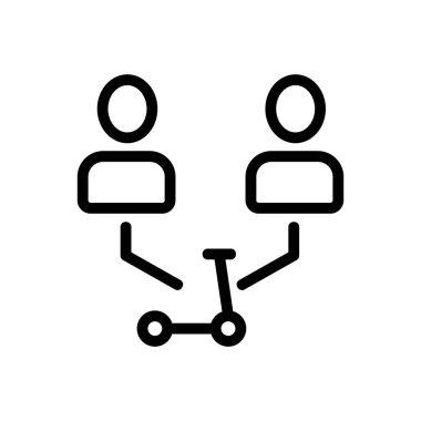 Scooter paylaşım servisi simge vektörü. Scooter paylaşımı servis kullanıcıları imzası. izole edilmiş sınır sembolü çizimi