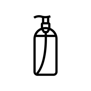 Makyaj çıkarıcı sıvı sabun ikonu taşıyıcısı. Makyaj çıkarıcı sıvı sabun işareti. izole edilmiş sınır sembolü çizimi