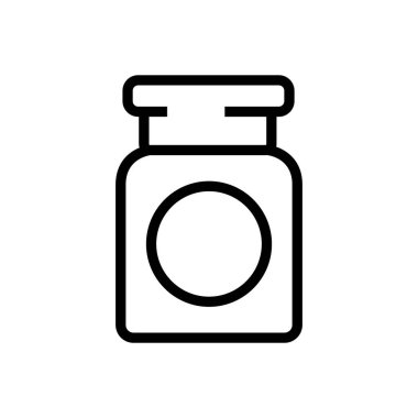 Makyaj temizleyici kozmetoloji konteynır ikonu vektörü. Makyaj temizleyici kozmetoloji kabı işareti. izole edilmiş sınır sembolü çizimi