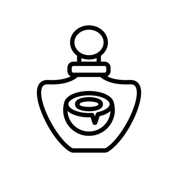 椰子芳香香水瓶图标矢量 椰子芬芳的香水瓶标志 孤立等高线符号图解 — 图库矢量图片