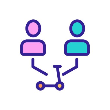 Scooter paylaşım servisi simge vektörü. Scooter paylaşımı servis kullanıcıları imzası. izole edilmiş renk gösterimi