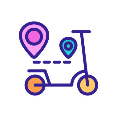 Scooter GPS yön ikon vektörünü gösteriyor. Scooter GPS yön işareti. izole edilmiş renk gösterimi