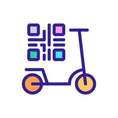Scooter paylaşım barkod ikon vektörü. Mobilet paylaşım barkod işareti. izole edilmiş renk gösterimi