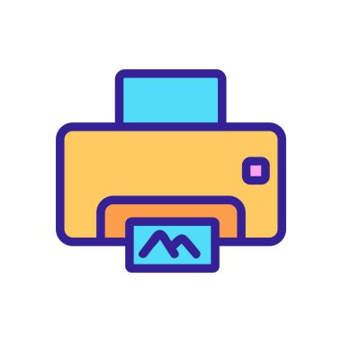 Fotokopi makinesi elektronik ekipman ikonu vektörü. Fotokopi makinesi elektronik ekipman tabelası. izole edilmiş renk gösterimi