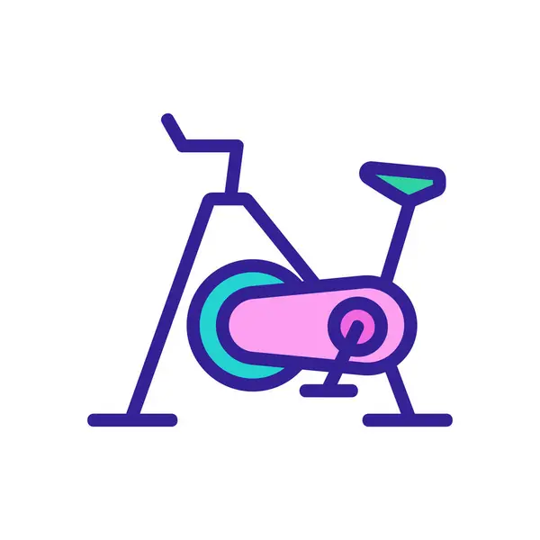 运动自行车训练机图标向量 运动自行车训练机标志 孤立的颜色符号图解 — 图库矢量图片