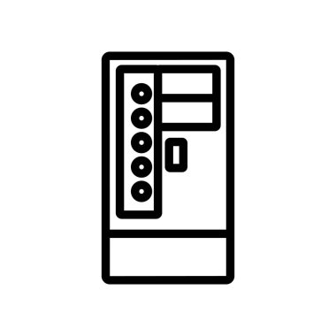 otomat satıcı aygıt ikon vektörü. otomat satışı tabelası. izole edilmiş sınır sembolü çizimi