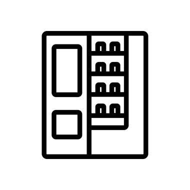 otomat soğuk içecek ikon vektörü satar. Otomat soğuk içecek tabelası satıyor. izole edilmiş sınır sembolü çizimi