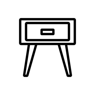 Komodin başucu mobilya ikonu taşıyıcısı. Komodin mobilya tabelası. izole edilmiş sınır sembolü çizimi
