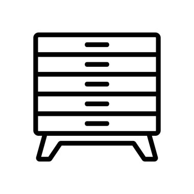 Yatak odası mobilya ikonu vektörü. Yatak odası mobilya tabelası. izole edilmiş sınır sembolü çizimi