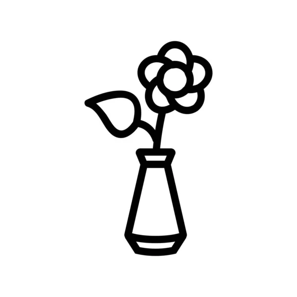 Vazo ikon vektöründeki çiçek. Vazo işaretinde çiçek. izole edilmiş sınır sembolü çizimi