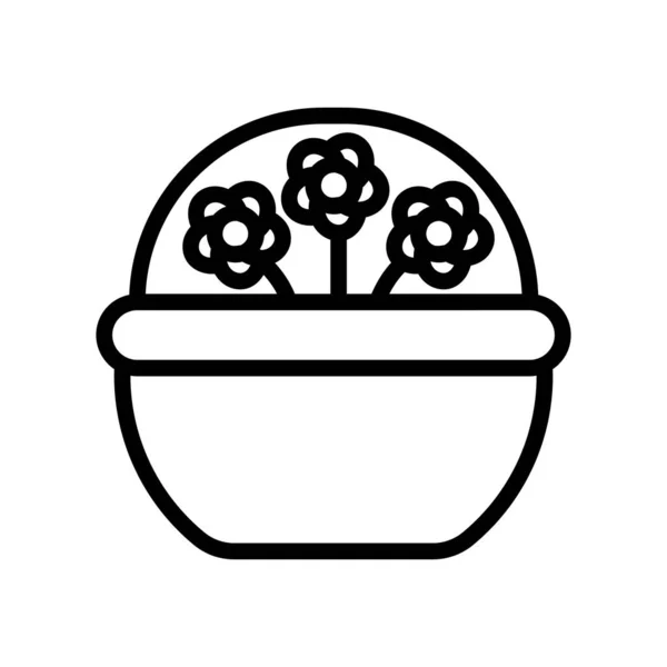 Blommor Hink Ikon Vektor Blommor Hinkskylt Isolerad Kontur Symbol Illustration — Stock vektor