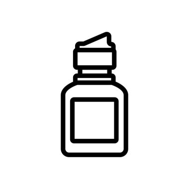 Kontak lens koruması sıvı şişe ikonu vektörü. Kontakt lens koruması sıvı şişe işareti. izole edilmiş sınır sembolü çizimi
