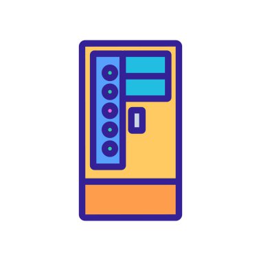 otomatik makine elektronik ekipman ikon vektörü. Otomatik elektronik ekipman tabelası. izole edilmiş renk gösterimi