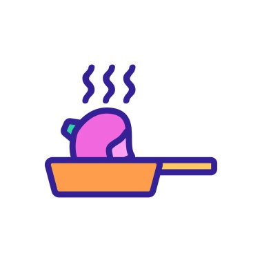 Şalgam ikon vektöründe kızarıyor. Şalgam tavada kızarıyor. izole edilmiş renk gösterimi