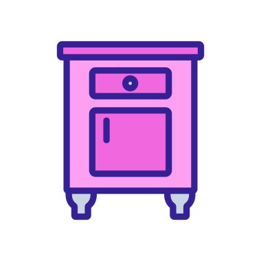 Komodin mobilya ikonu taşıyıcısı. Komodin mobilya tabelası. izole edilmiş renk gösterimi