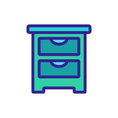 Komodinin klasik dizayn iç tasarım ikon vektörü. Komodinin klasik iç tasarım tabelası. izole edilmiş renk gösterimi