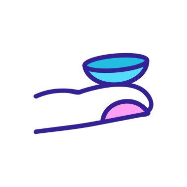 El parmağı ikon vektöründe kontak lens. Parmak izindeki kontakt lens. izole edilmiş renk gösterimi