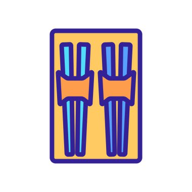 Yemek çubuğu mutfak gereçleri ikon vektörü. Yemek çubuğu mutfak gereçleri tabelaları. izole edilmiş renk gösterimi